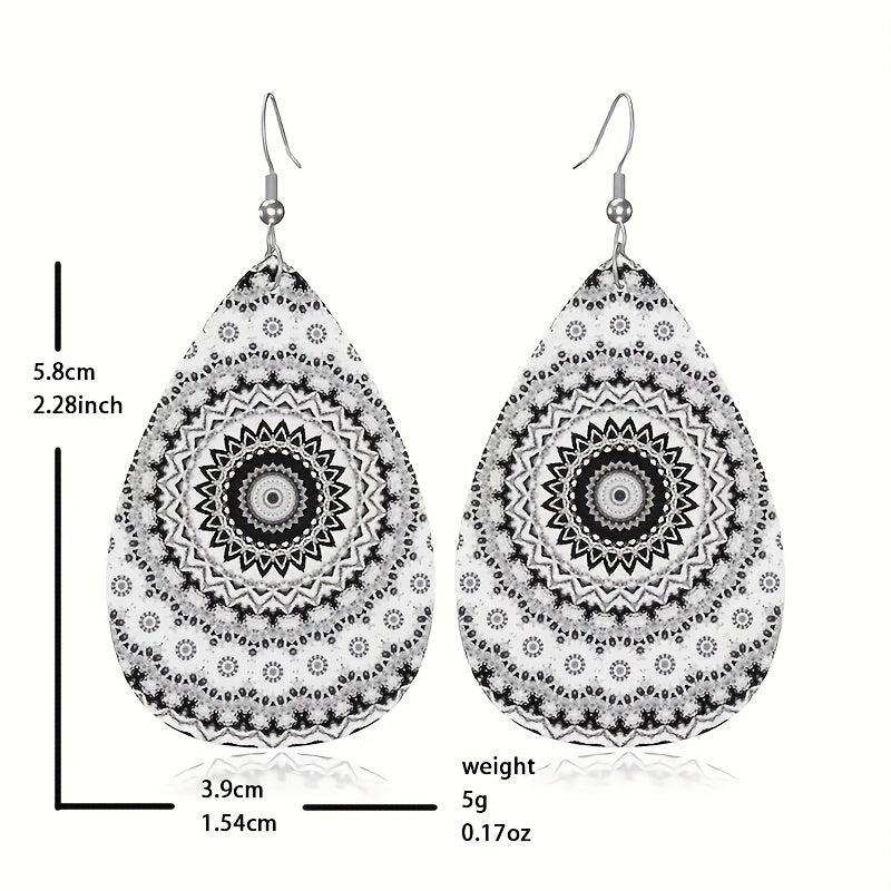 Bohemian Pattern Faux Leather Earring Toy Gift