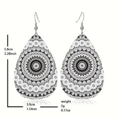 Bohemian Pattern Faux Leather Earring Toy Gift