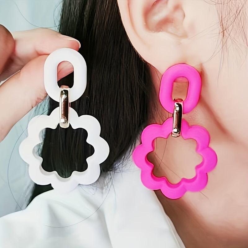 Candy Acrylic Hollow Flower Earrings for Women