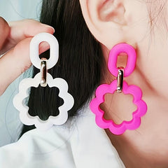 Candy Acrylic Hollow Flower Earrings for Women