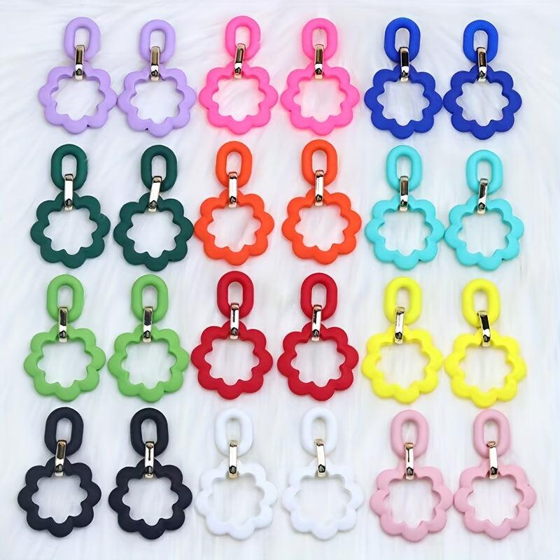 Candy Acrylic Hollow Flower Earrings for Women