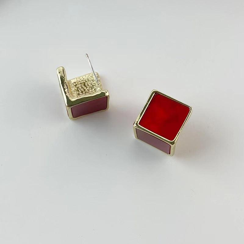 Solid Geometry Stud Earrings Squares Female Earrings