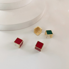 Solid Geometry Stud Earrings Squares Female Earrings