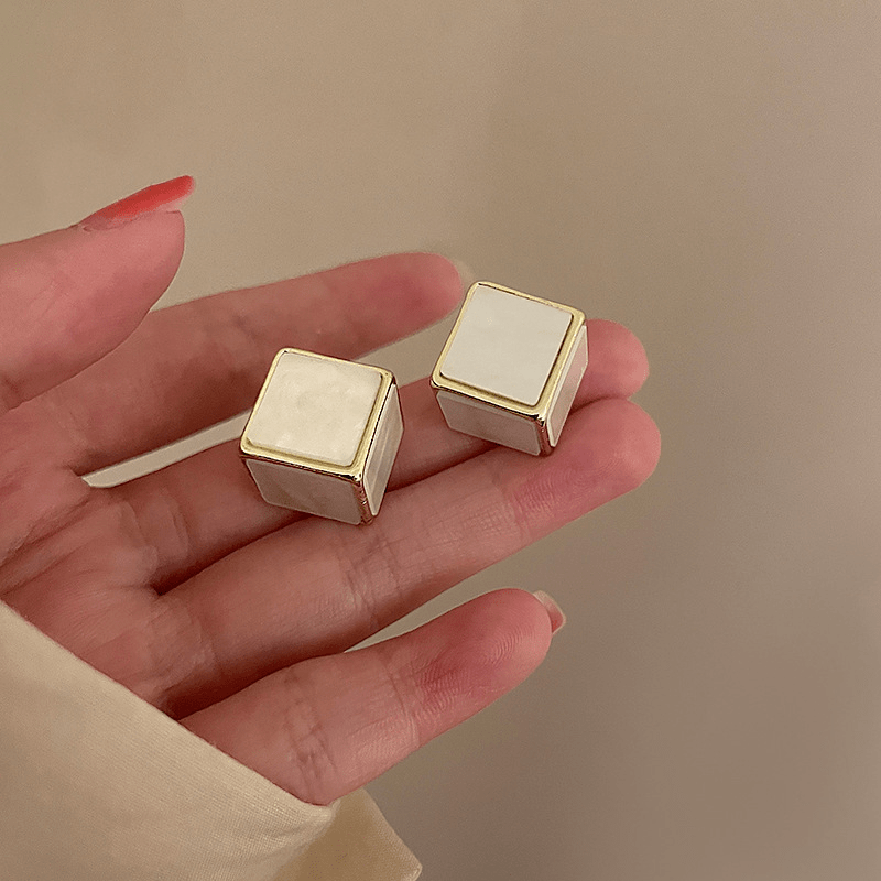 Solid Geometry Stud Earrings Squares Female Earrings