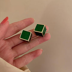 Solid Geometry Stud Earrings Squares Female Earrings
