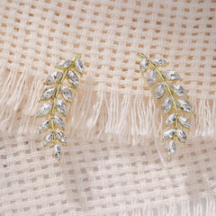 Sparkling Rhinestone Wheat Ear Clip Earrings for Women