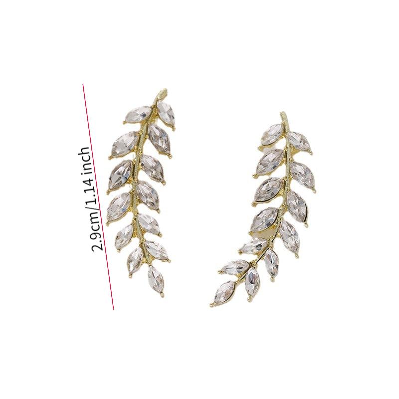 Sparkling Rhinestone Wheat Ear Clip Earrings for Women