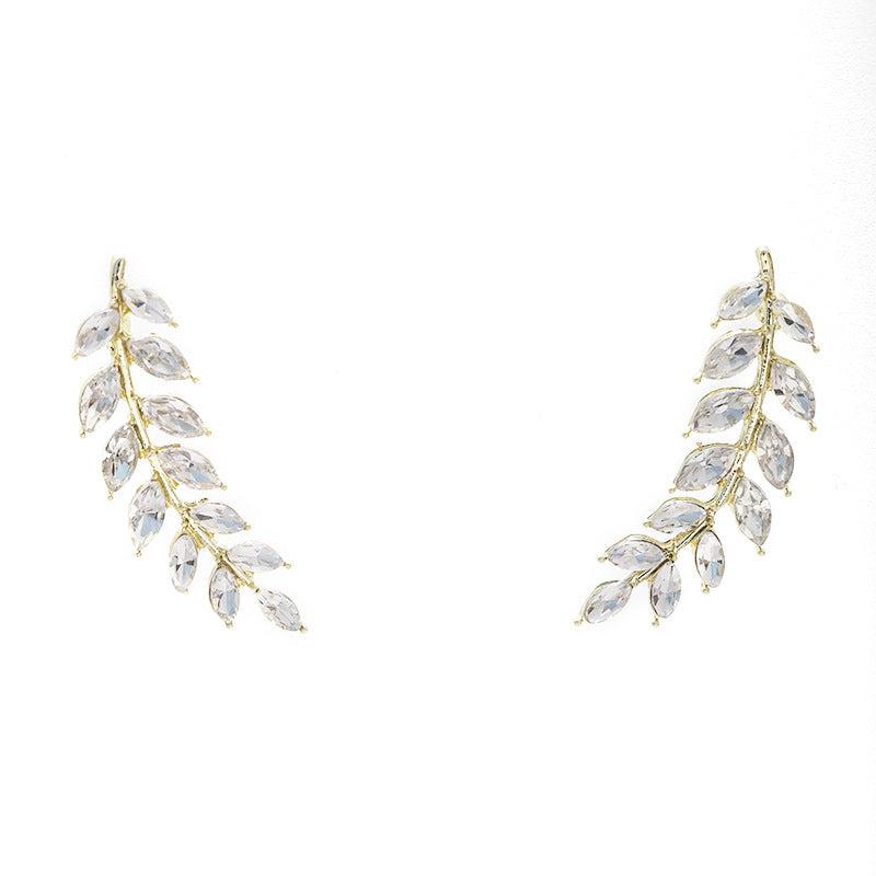 Sparkling Rhinestone Wheat Ear Clip Earrings for Women