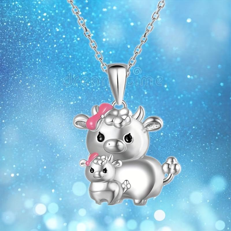 Calf Necklace Mother Calf And Child Pendant Animal Girls Jewelry