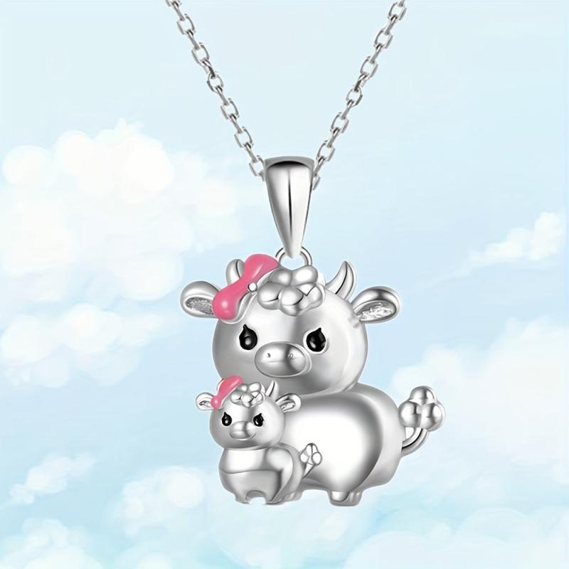 Calf Necklace Mother Calf And Child Pendant Animal Girls Jewelry
