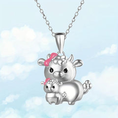 Calf Necklace Mother Calf And Child Pendant Animal Girls Jewelry
