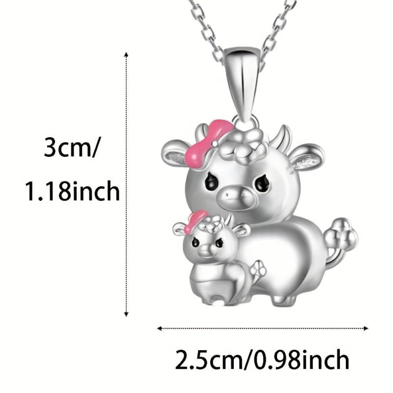 Calf Necklace Mother Calf And Child Pendant Animal Girls Jewelry
