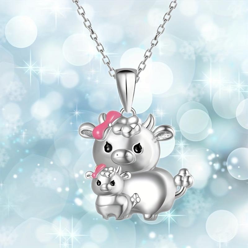 Calf Necklace Mother Calf And Child Pendant Animal Girls Jewelry