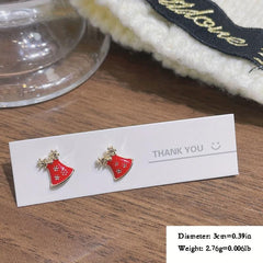 Women's Xmas 925 Silver Reindeer Tree Earrings Sweet Candy Creative