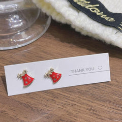 Women's Xmas 925 Silver Reindeer Tree Earrings Sweet Candy Creative
