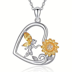 Heart Shaped Necklace And Elf Flower Pendant - Christmas Toy Gift