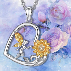 Heart Shaped Necklace And Elf Flower Pendant - Christmas Toy Gift
