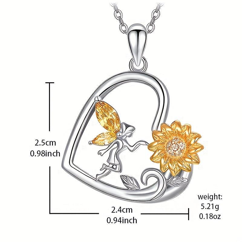 Heart Shaped Necklace And Elf Flower Pendant - Christmas Toy Gift