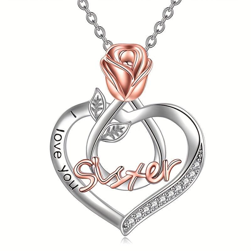 Heart Shaped Pendant Necklace Rose Jewelry Couple Holiday Gift