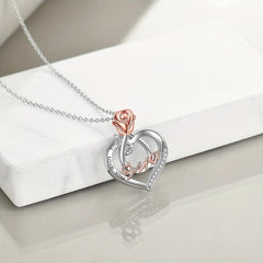 Heart Shaped Pendant Necklace Rose Jewelry Couple Holiday Gift