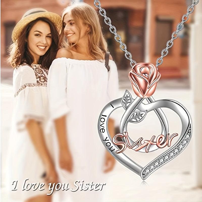 Heart Shaped Pendant Necklace Rose Jewelry Couple Holiday Gift