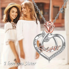 Heart Shaped Pendant Necklace Rose Jewelry Couple Holiday Gift
