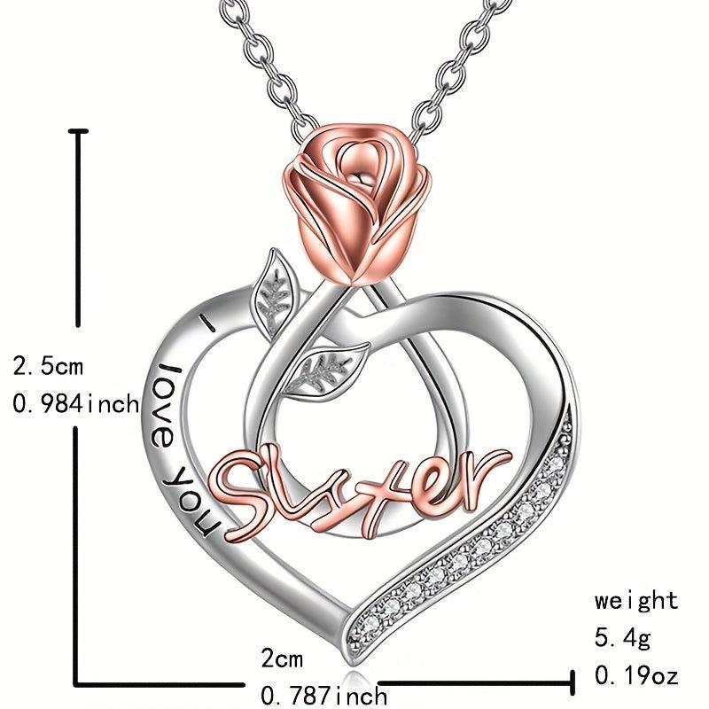 Heart Shaped Pendant Necklace Rose Jewelry Couple Holiday Gift