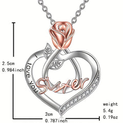 Heart Shaped Pendant Necklace Rose Jewelry Couple Holiday Gift
