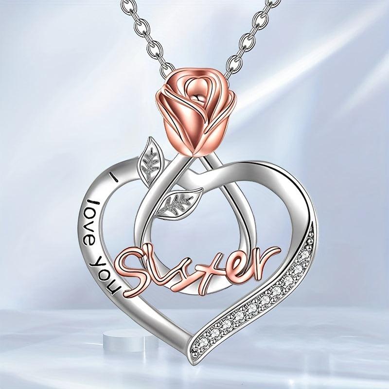 Heart Shaped Pendant Necklace Rose Jewelry Couple Holiday Gift