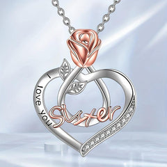Heart Shaped Pendant Necklace Rose Jewelry Couple Holiday Gift