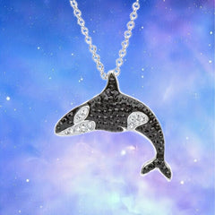 Gemstone Necklace Killer Whale Pendant Animal Charm Women Jewelry