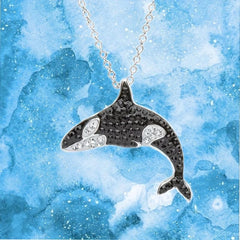 Gemstone Necklace Killer Whale Pendant Animal Charm Women Jewelry