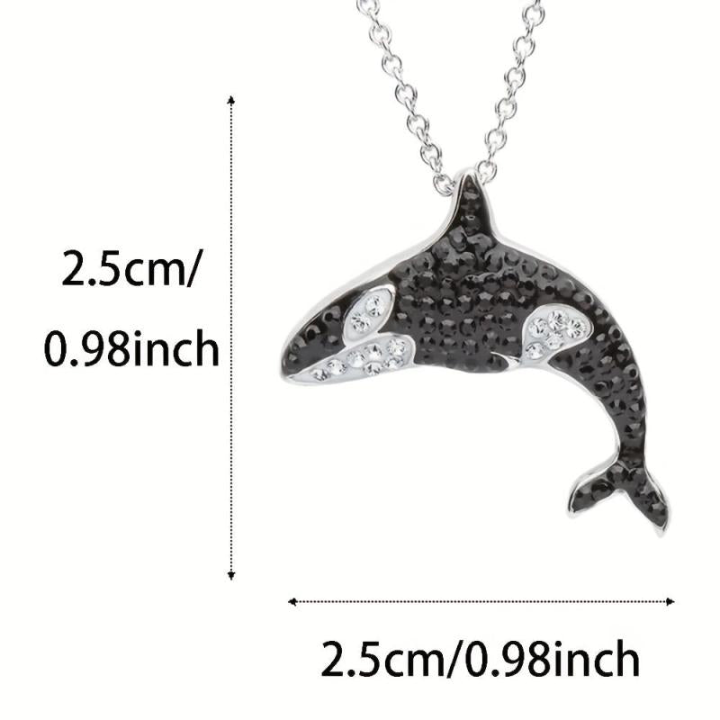 Gemstone Necklace Killer Whale Pendant Animal Charm Women Jewelry
