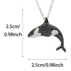 Gemstone Necklace Killer Whale Pendant Animal Charm Women Jewelry