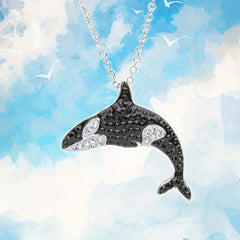 Gemstone Necklace Killer Whale Pendant Animal Charm Women Jewelry