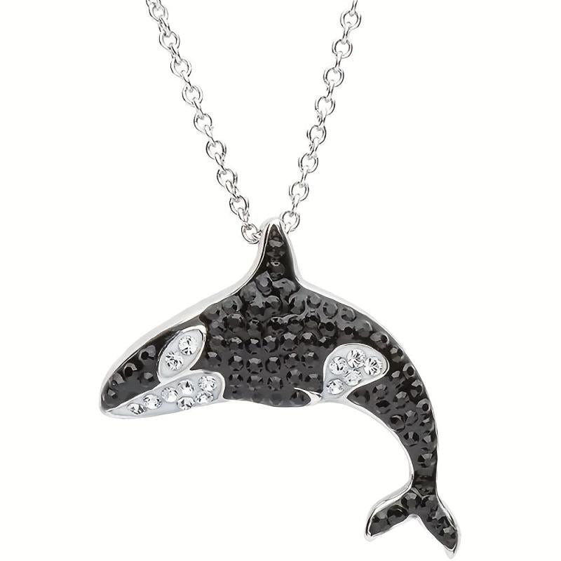 Gemstone Necklace Killer Whale Pendant Animal Charm Women Jewelry