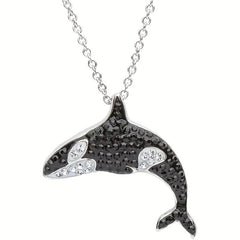 Gemstone Necklace Killer Whale Pendant Animal Charm Women Jewelry