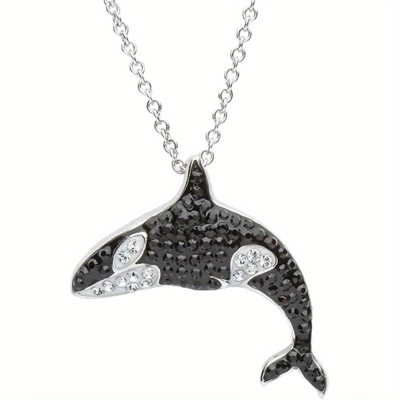 Gemstone Necklace Killer Whale Pendant Animal Charm Women Jewelry
