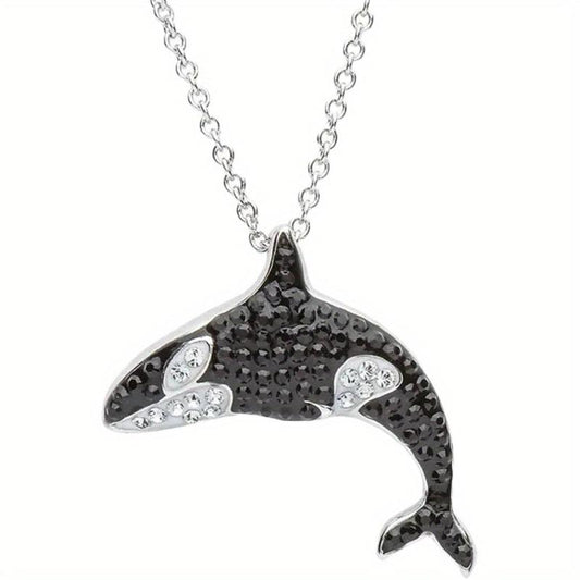 Gemstone Necklace Killer Whale Pendant Animal Charm Women Jewelry