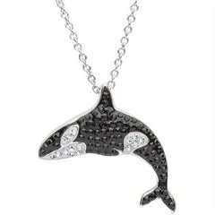 Gemstone Necklace Killer Whale Pendant Animal Charm Women Jewelry