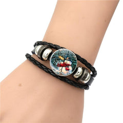 Christmas Snowman Bracelet with Gemstone Inlayed Alloy