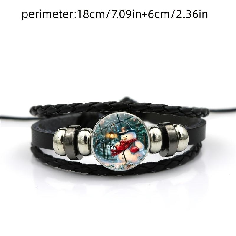 Christmas Snowman Bracelet with Gemstone Inlayed Alloy