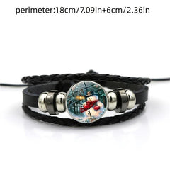 Christmas Snowman Bracelet with Gemstone Inlayed Alloy