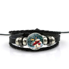 Christmas Snowman Bracelet with Gemstone Inlayed Alloy