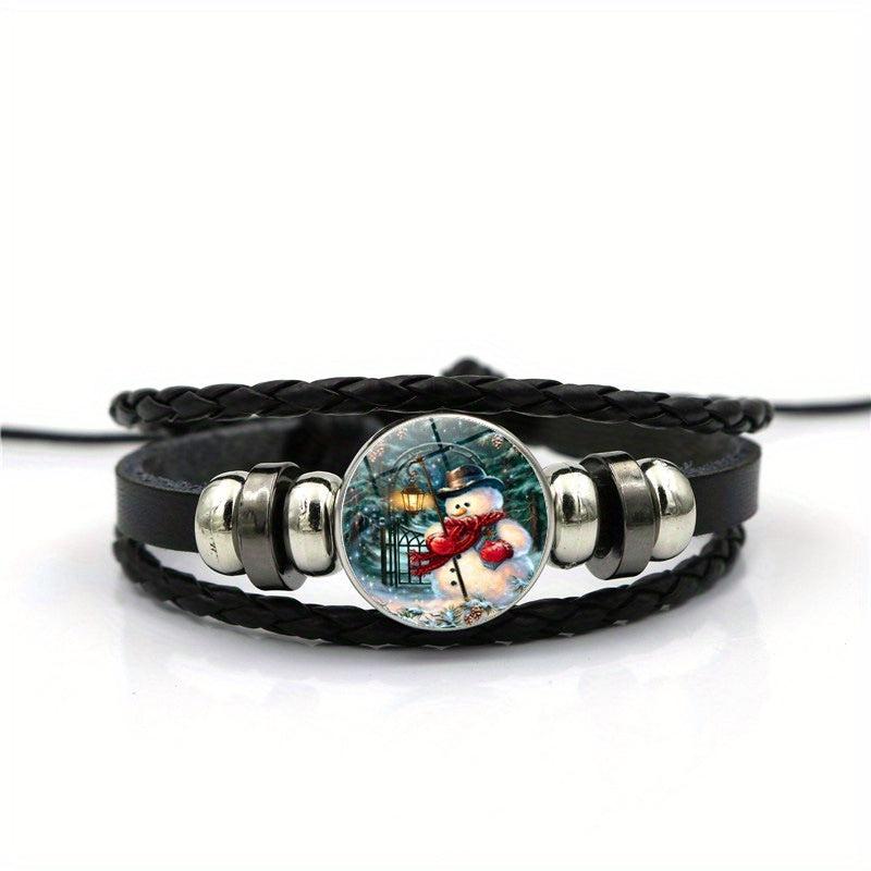 Christmas Snowman Bracelet with Gemstone Inlayed Alloy