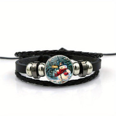 Christmas Snowman Bracelet with Gemstone Inlayed Alloy