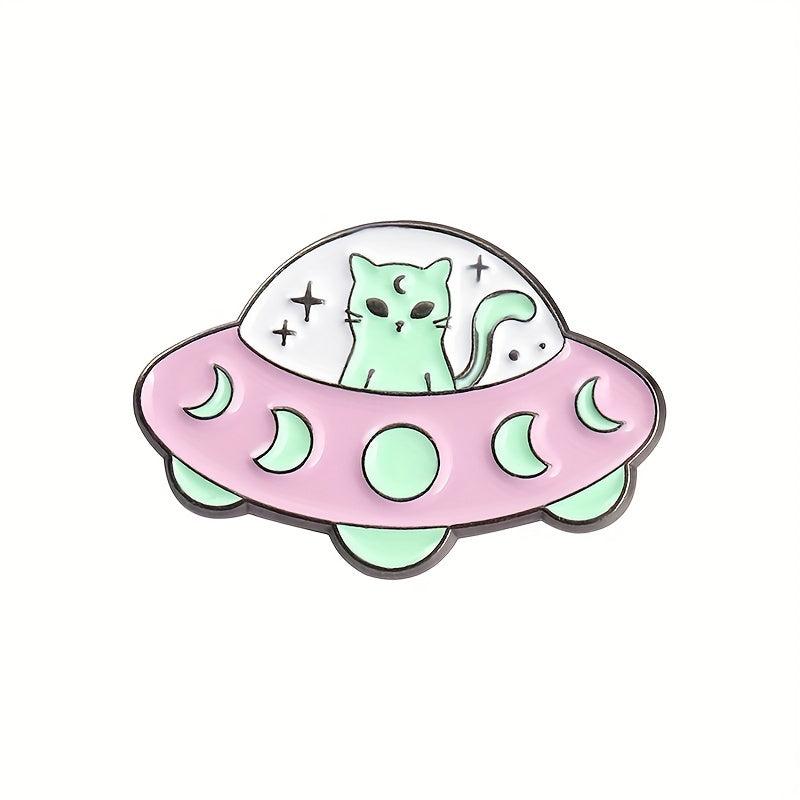 5pcs Astronaut Starry Sky Cats Enamel Pins Space Universe Brooches Lapel Backpac