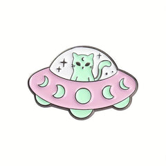 5pcs Astronaut Starry Sky Cats Enamel Pins Space Universe Brooches Lapel Backpac