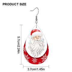Snow Santa Faux Leather Teardrop Earrings Christmas Gift