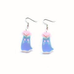 Acrylic Heart Dangle Halloween Earring Vintage Ghost Cat Jewelry